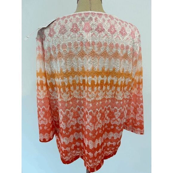 ALFRED DUNNER Women's Tiki Time Textured Ombre Ikat Print Top - Picture 7 of 8